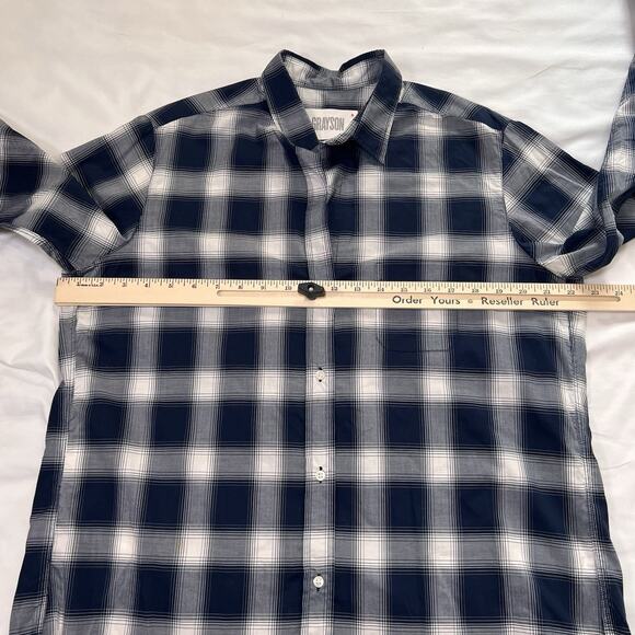 GRAYSON The Hero Shirt Size 4 Large Blue White Plaid Button Long Sleeve Cotton - Picture 7 of 15